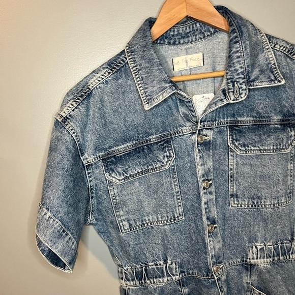 NWT Free People Marci Coverall Denim Jumpsuit Powder Blue - Picture 15 of 16